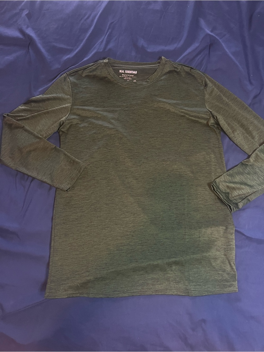 Real Essentials Boy’s Long Sleeve Crewneck Shirt - Olive